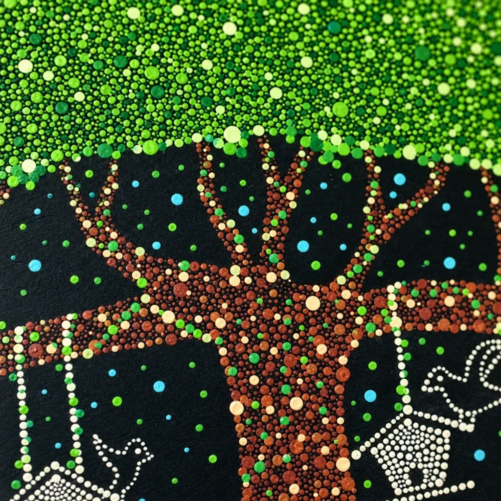 Close-up 1 of the dots on Tree of Wishes III