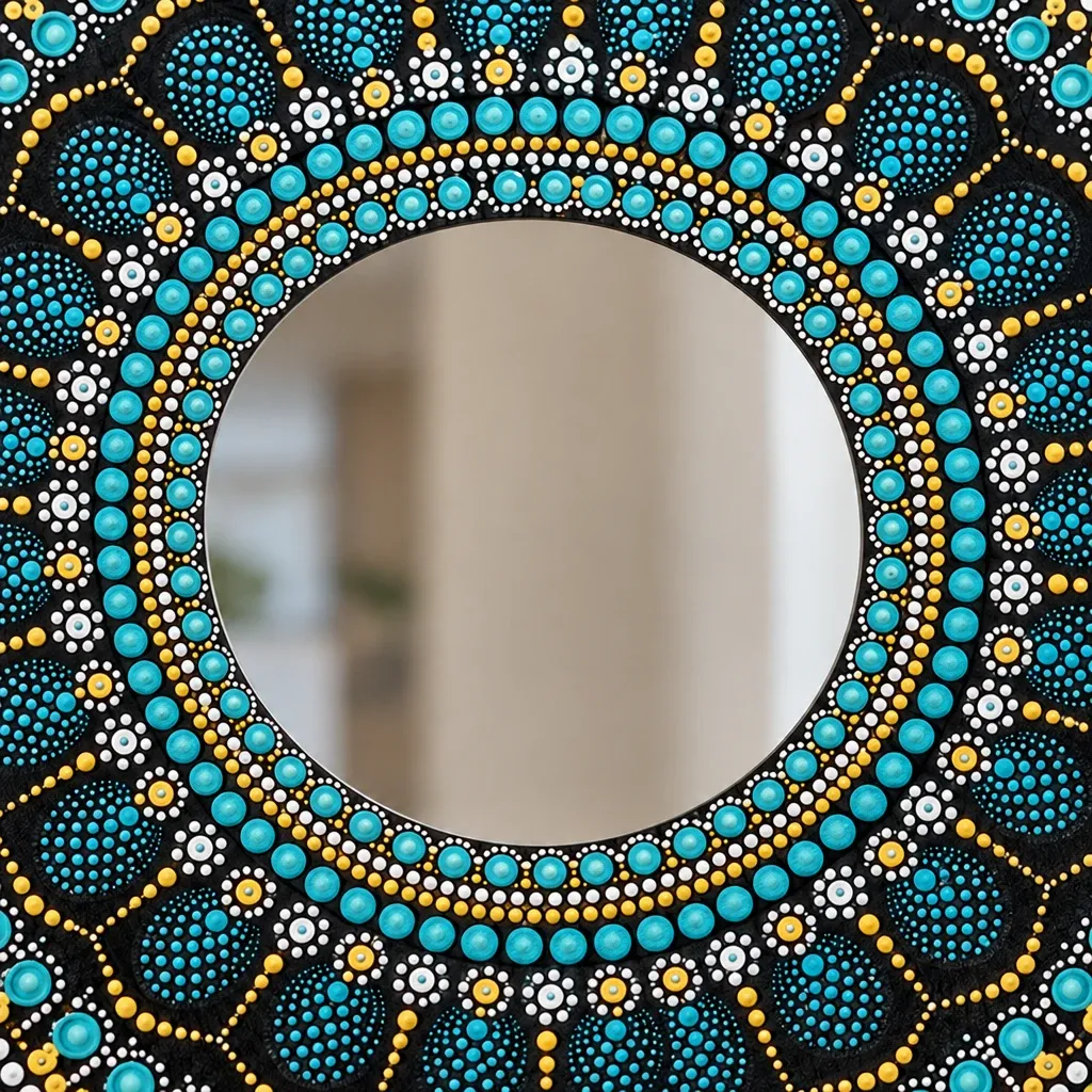 Close-up 1 of the dots on Midnight Petal Mirror