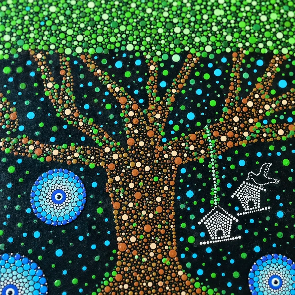 Close-up 1 of the dots on Tree of Wishes
