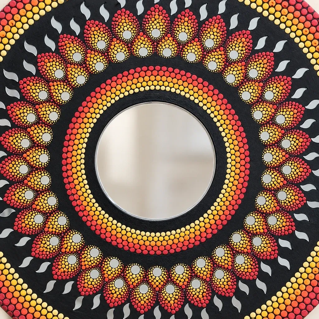 Close-up 1 of the dots on Ember Petal Mirror