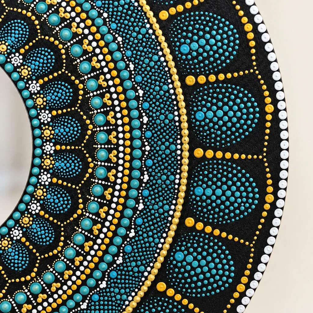 Close-up of the dots on Midnight Petal Mirror