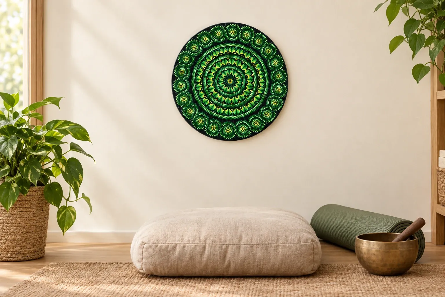Emerald Bloom in a meditation corner