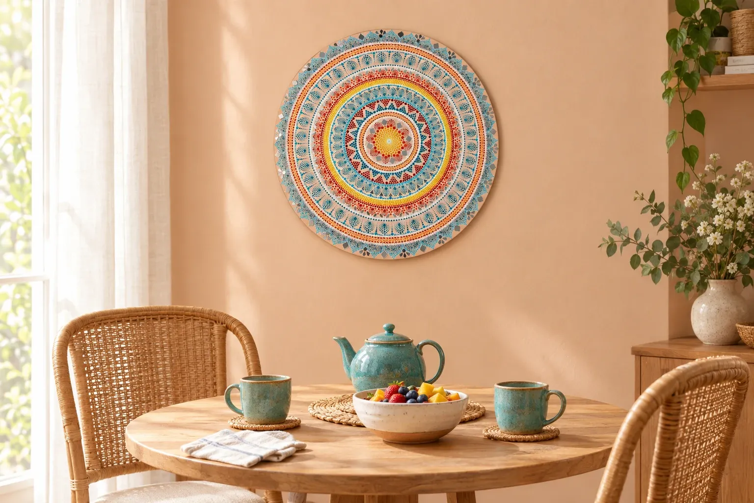 Summer Rangoli in a breakfast nook